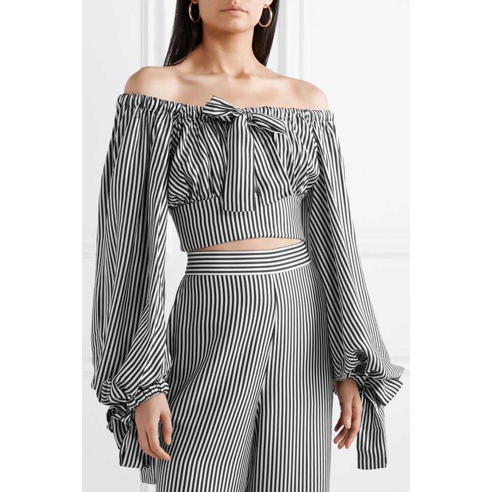 ZIMMERMANN | Off The Shoulder Stripe Crop Top